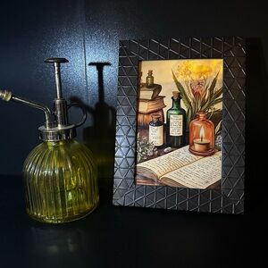 Black Geometric Frame with Botanical Illustration